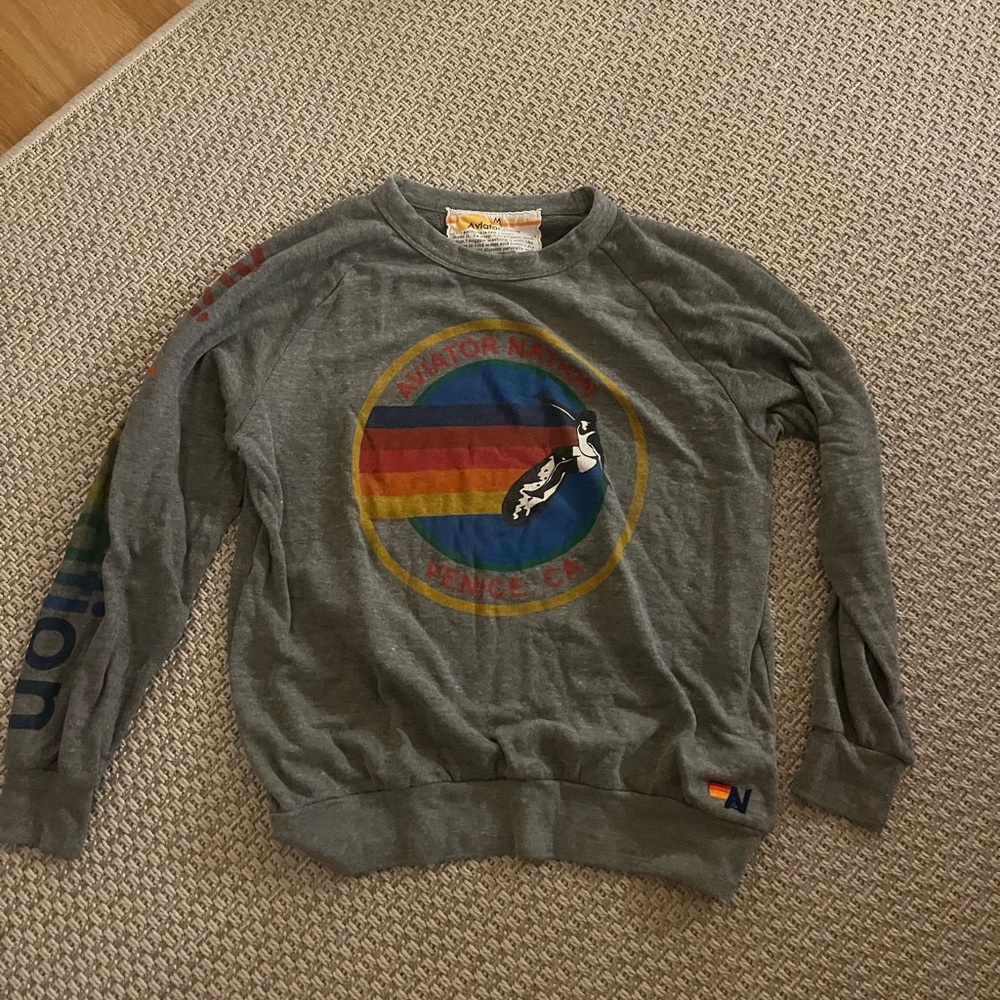 Gray aviator nation logo crewneck size medium